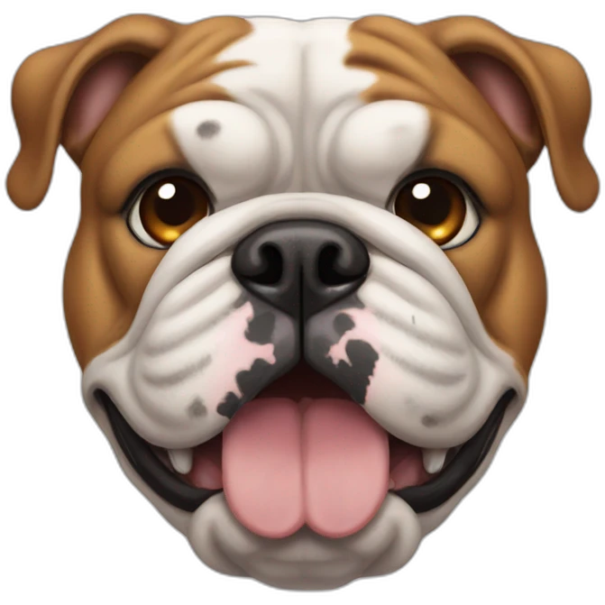 british bulldog with one small brown patch on his head emoji