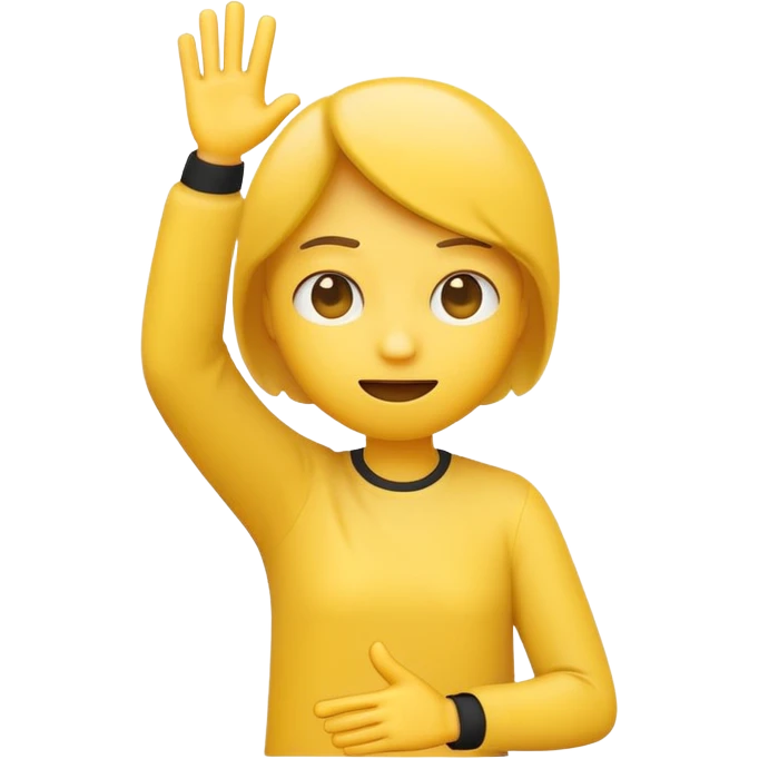 An emoji character mid-dab: face slightly lowered into the bent elbow of one arm, with the other arm extended diagonally upward in the opposite direction.  emoji
