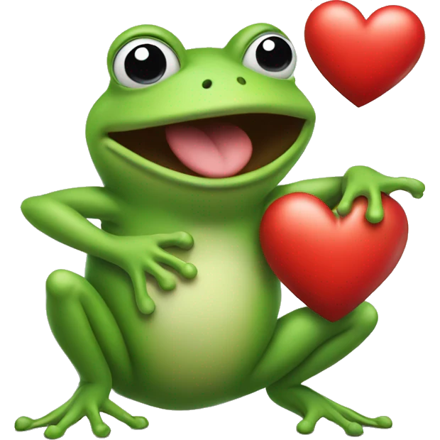 frog smacking away a heart emoji
