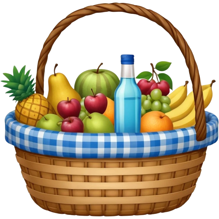 blue plaid lining basket with both food, drink and fruits emoji