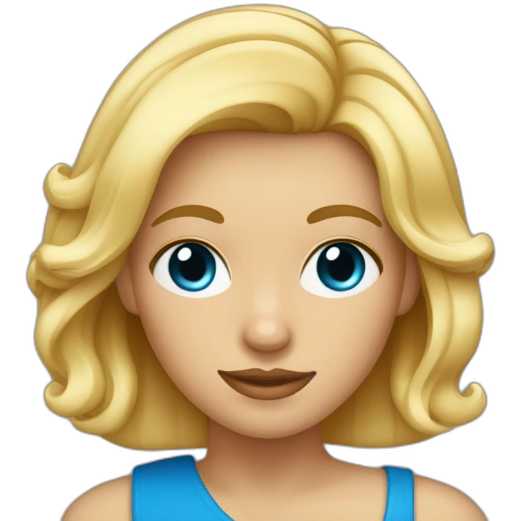 fille blonde bronzé avec les cheveux au carré et les yeux bleu folle emoji