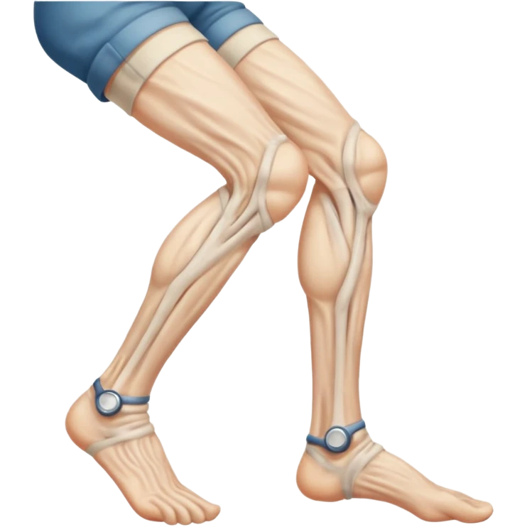 old peoples legs with discrete veins showing emoji