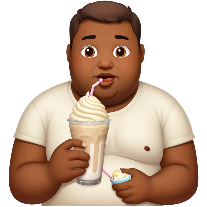Fat guy eating a milkshake emoji