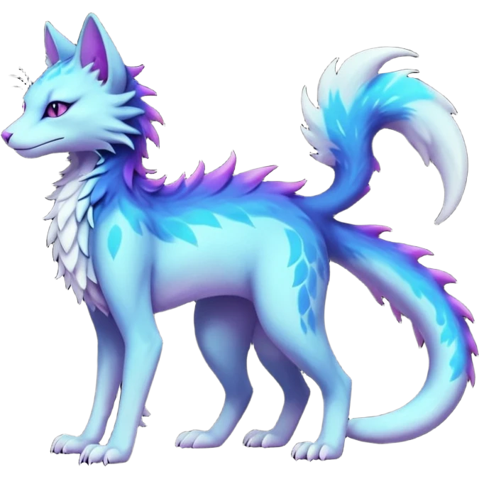 Kawaii dark gloomy bio-luminescent abyssal colorful edgy fantasy ethereal feline-vernid-sergal-fursona animal creature with a tufted tail full body emoji