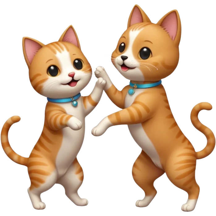 a cat and a dog dancing together, joyful and cute emoji