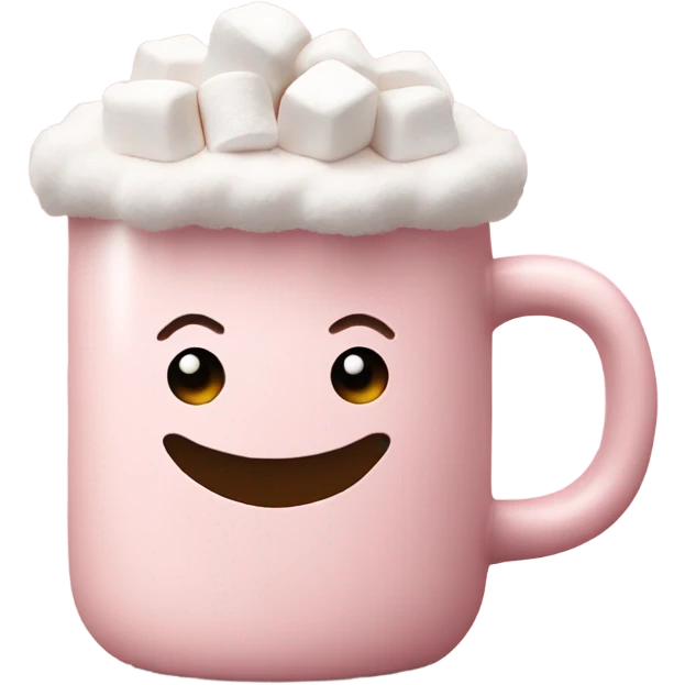 Light Pink mug of hot chocolate with marshmallows  emoji
