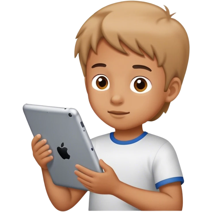 Kid on iPad emoji