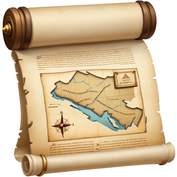An icon featuring an ancient scroll, a quill, and a historical map, symbolizing the study of history. The design includes a timeline with key historical events and artifacts, capturing the essence of the past. Transparent background highlights the exploration of historical events and knowledge. emoji