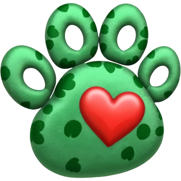 G.reen paw print with a heart emoji