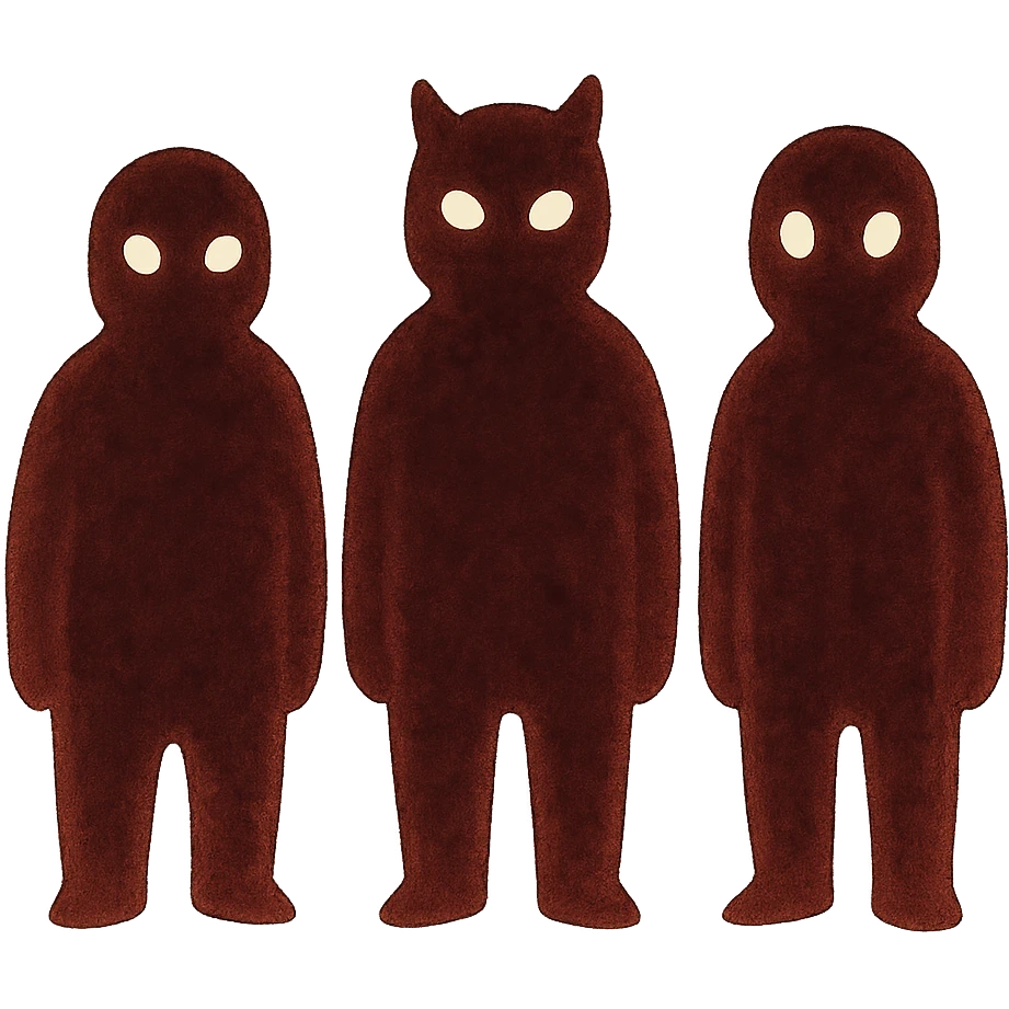 ghibli style three red shadow figures standing next to each other emoji
