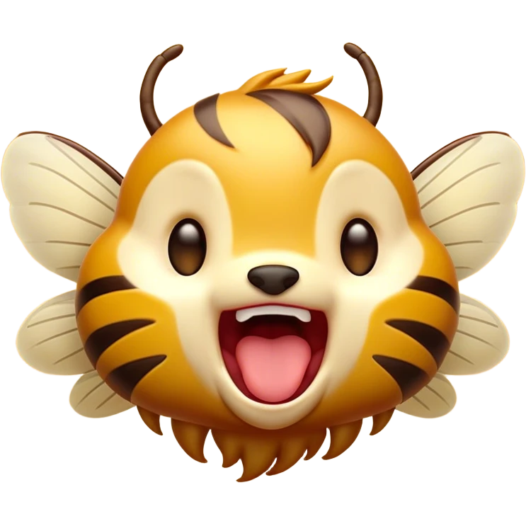 Cinematic Cute Yawning Hornet Portrait Emoji, Head tilted slightly with a dramatic, wide-open yawn, showcasing a small, striped body with softly drooping wings and sleepy, half-closed eyes, Simplified yet irresistibly adorable features, highly detailed, glowing with a soft, cozy glow, high shine, relaxed yet expressive, stylized with a dash of whimsical insect charm, soft glowing outline, capturing the essence of a drowsy yet affectionate hornet that appears ready to stretch out for a nap! emoji