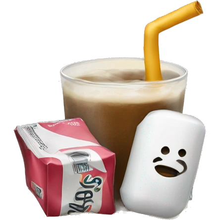 Marschmellow with a drink packet drinking emoji