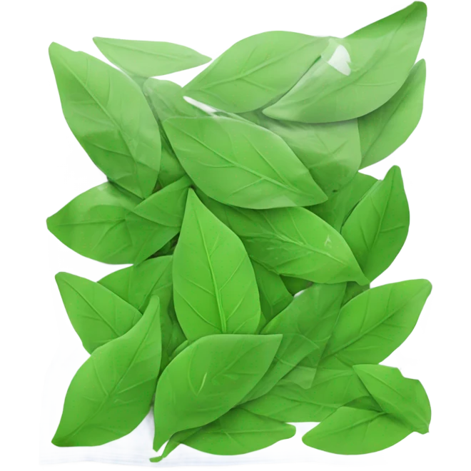 Crushed up green leaves in a ziplock bag emoji