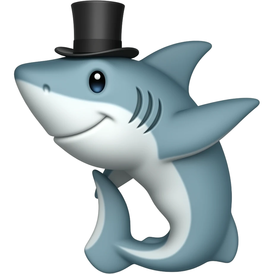 Shark with a top hat emoji