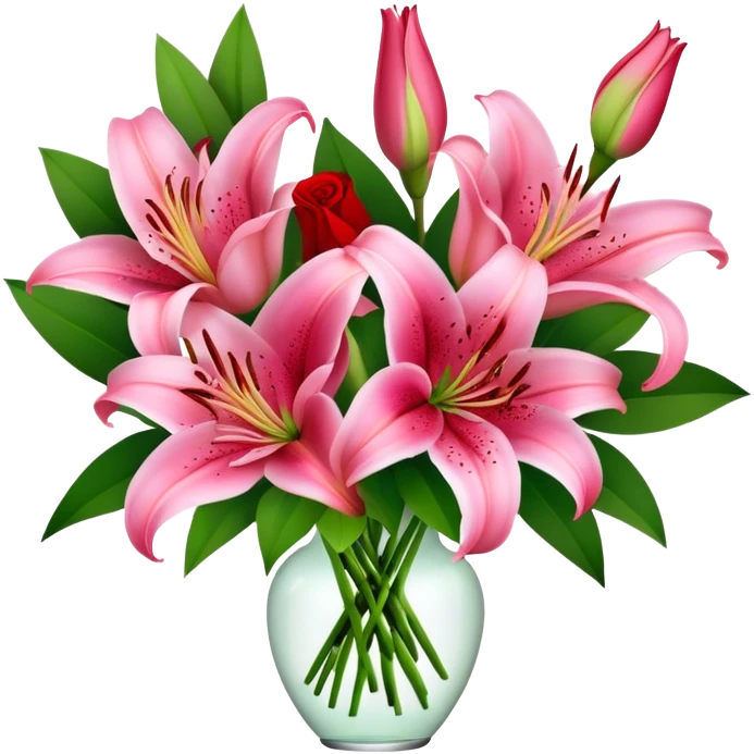 Rosa Lilien und rote Rosen emoji