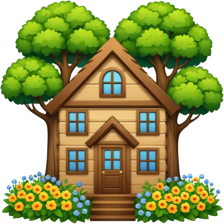 house covered by trees and flowers emoji