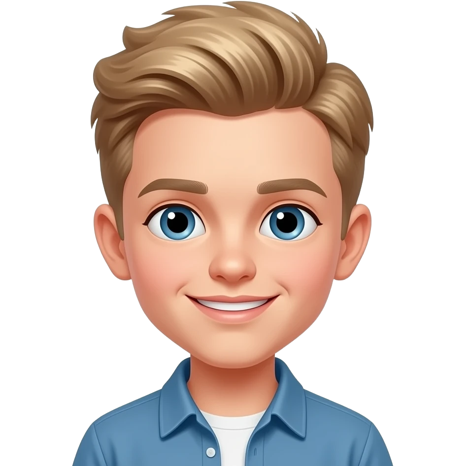 Fais moi un emoji d'un jeune et beau garçon blond un peu french avec coiffure typer style emoji