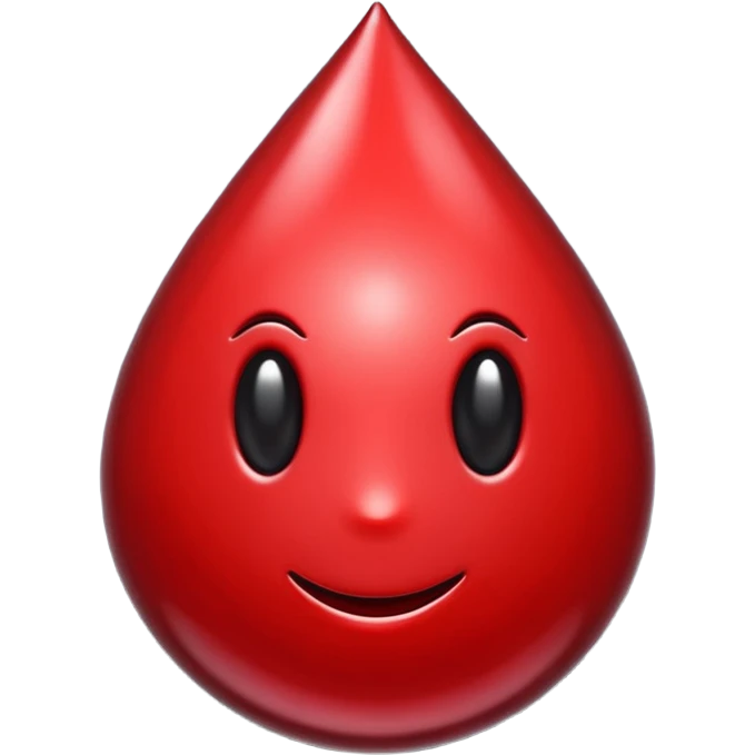 single blood drop emoji sculpted from dark liquid metal, glossy surface, dramatic reflections, futuristic minimal 3D style, isolated on white emoji