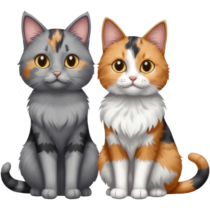 Grey cat and an calico cat together  emoji