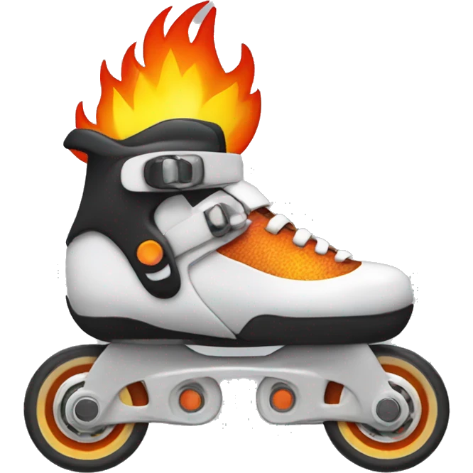 a rollerblade with fire in the wheels emoji