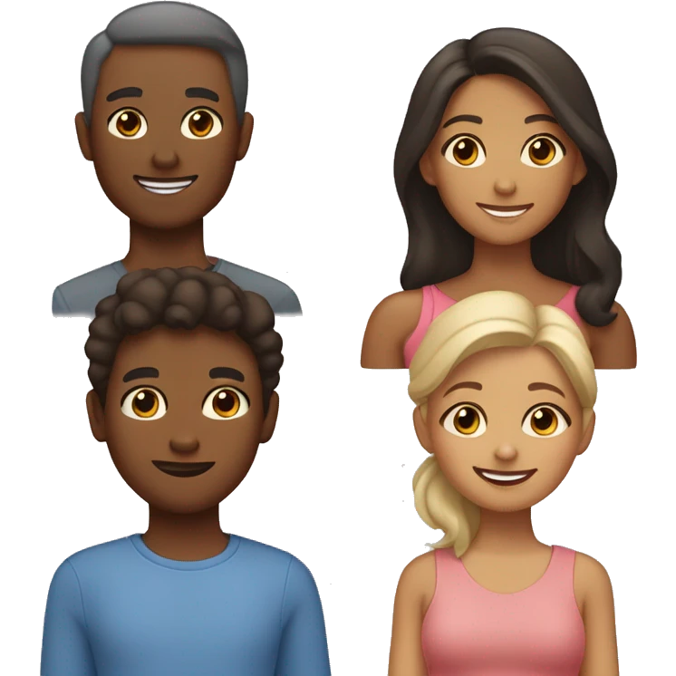 family of four where each family member have their own unique skin tone and gender attributes emoji