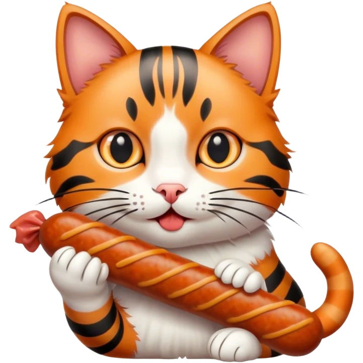 گربه ای که سوسیس میخوره emoji