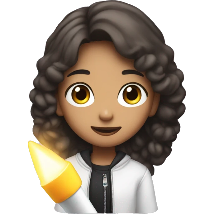 A girl holding BTS light stick  emoji