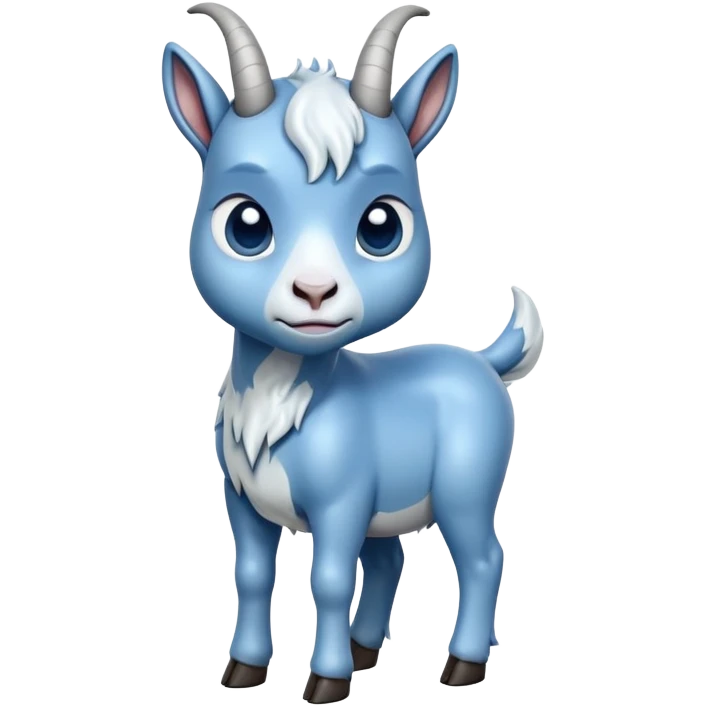 Very Sad-crying with tears-cute-small-full body-blue goat-head tilted back emoji