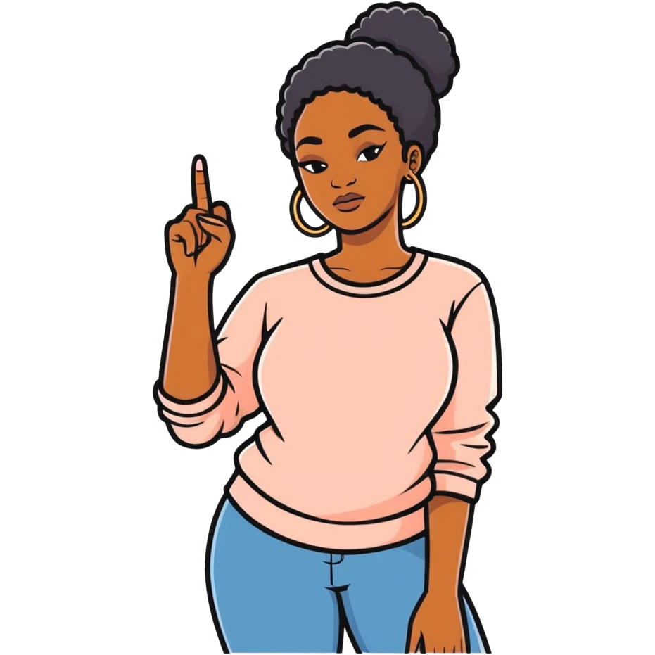 Black woman sticking the middle finger emoji