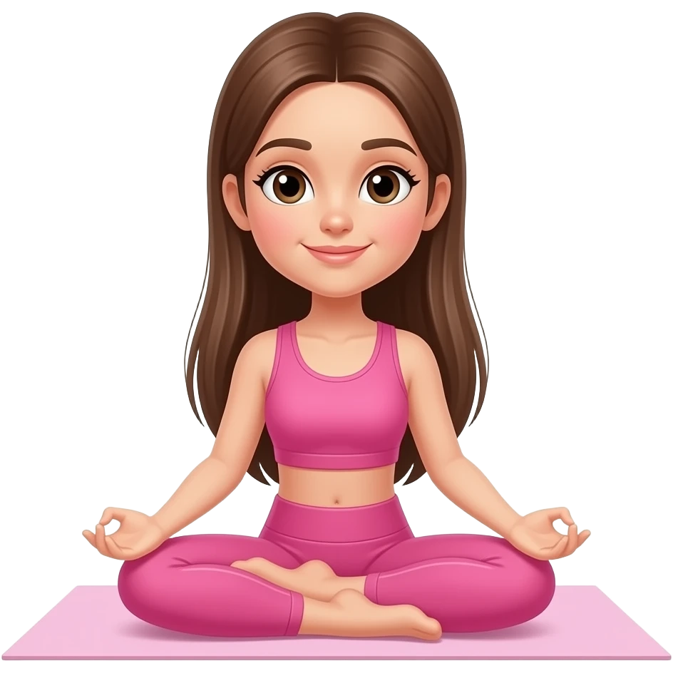 i need a girl with brown long hair thats straight doing some yoga poze but dressed in pink clothes emoji