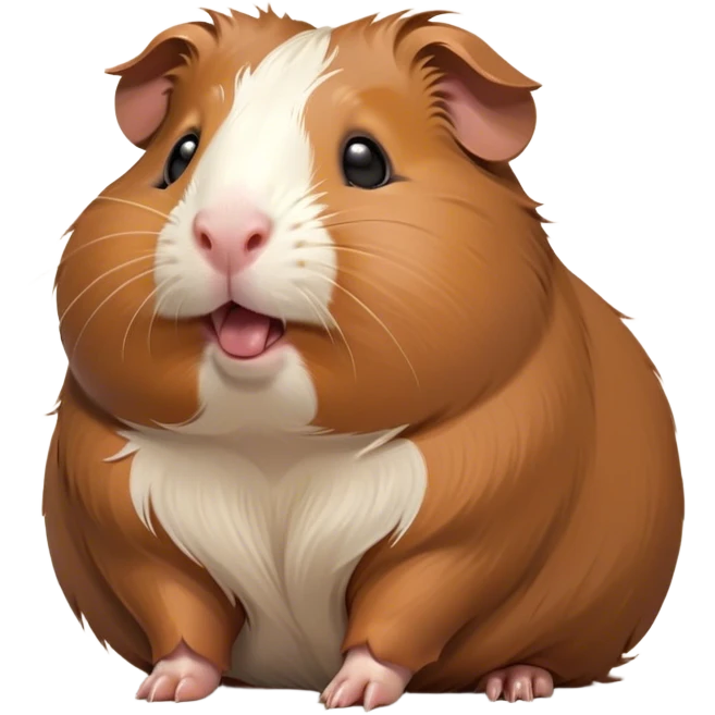 Cinematic Cute Yawning Brown Guinea Pig Portrait Emoji, Head tilted slightly with a dramatic, wide-open yawn, revealing a soft brown coat and tiny, droopy ears, round dark eyes barely open in drowsy contentment, Simplified yet irresistibly adorable features, highly detailed, glowing with a soft, cozy glow, high shine, relaxed yet expressive, stylized with a touch of whimsy, bright and endearing, soft glowing outline, capturing the essence of a sleepy yet affectionate guinea pig, so drowsy it feels like it could stretch out of the screen and curl up for a nap! emoji