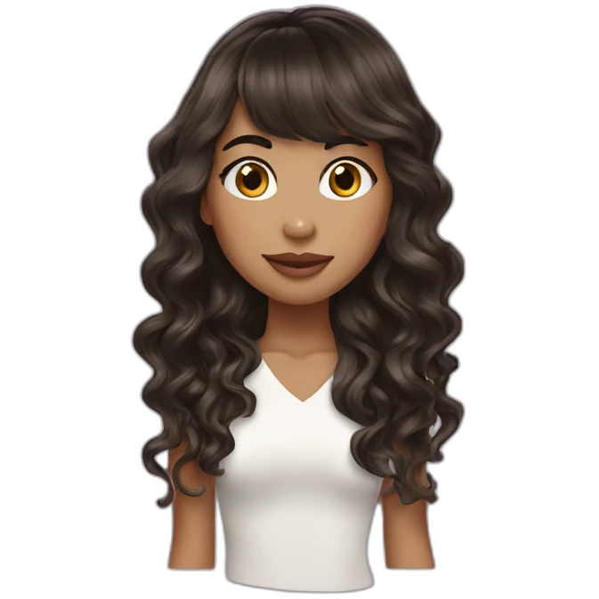 One rockstar girl with wave cascade brunette hair with fringes emoji
