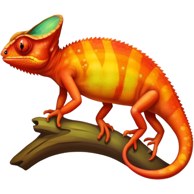 Chameleon with red orange and yellow  emoji
