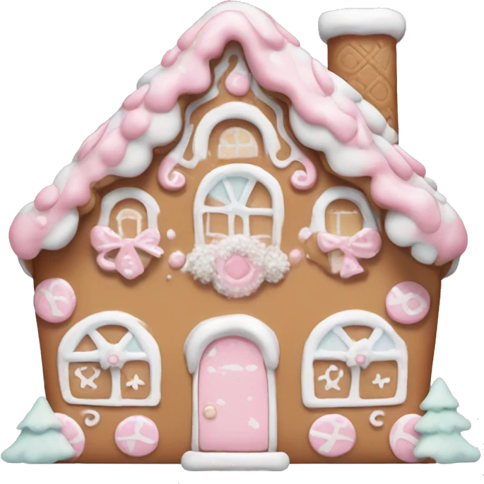 pastel pink and white gingerbread house girly emoji