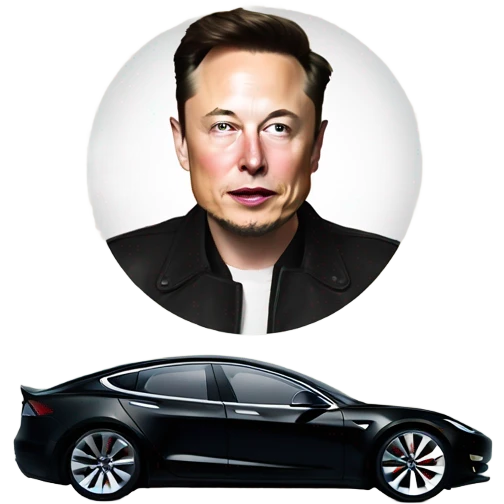 Elon musk in a Tesla  emoji