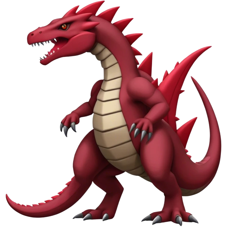 Badass cool black and red salazzle-tyranitar-hybrid, full body emoji