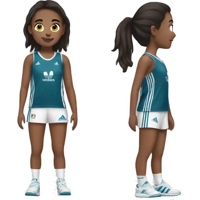 A girl wearing adidas jursey and taking a picture emoji