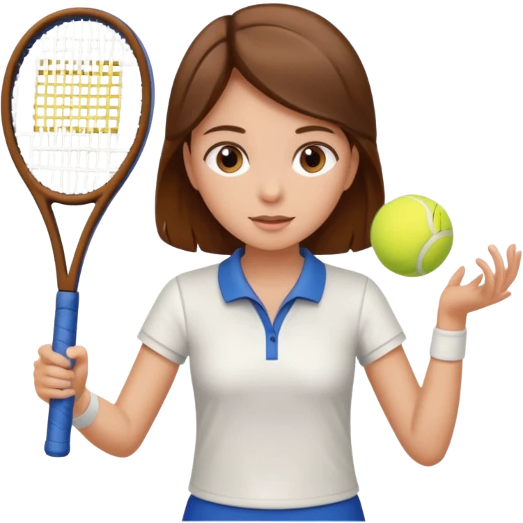  girl with brown hair playing tennis  emoji