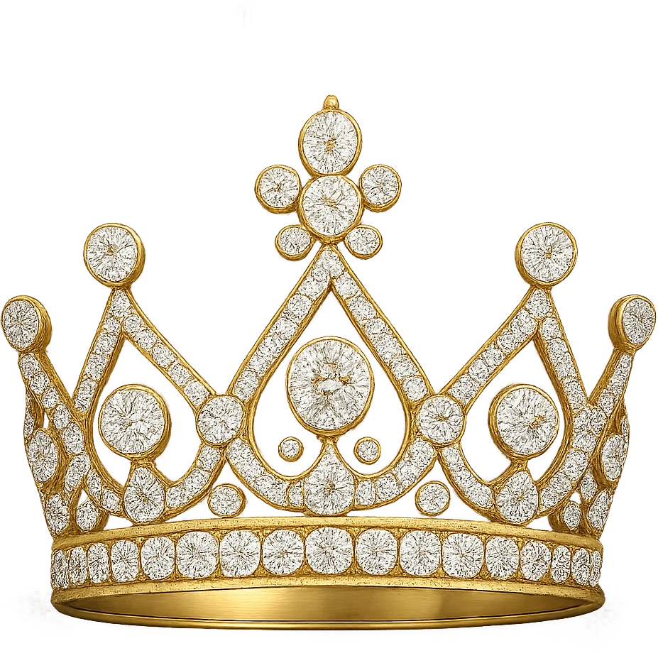 crown with a yellow base, only sparkling gems, no butterflies emoji