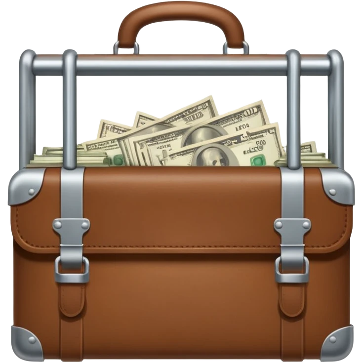 a briefcase with money behind prison bars emoji