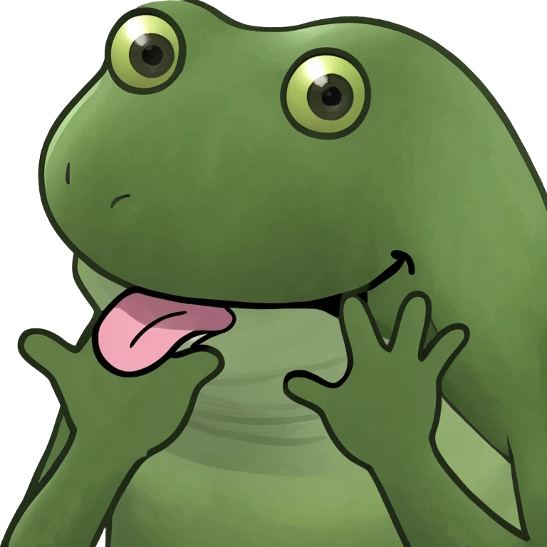 Tongue sticking out with hands in front of face showing to open something ￼ emoji