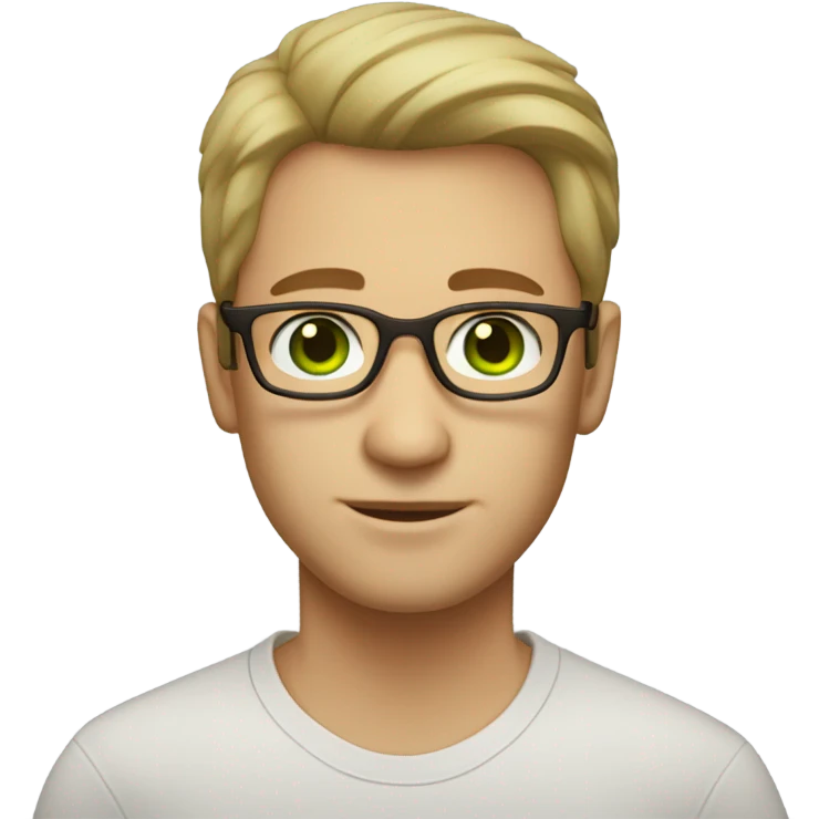light skinned Caucasian male, green eyes, brown glasses and light stubble emoji