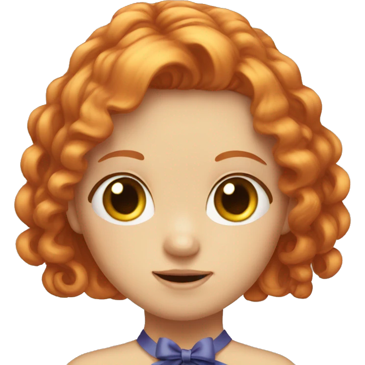 Ginger hair girl with big eyes and ribbon emoji