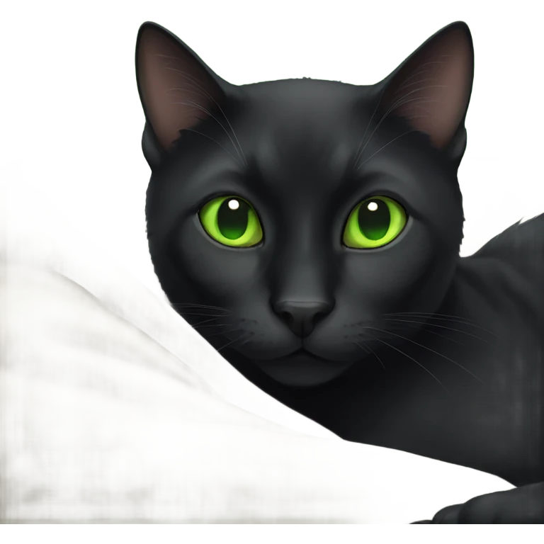 Black cat green eyes cuddle up  emoji