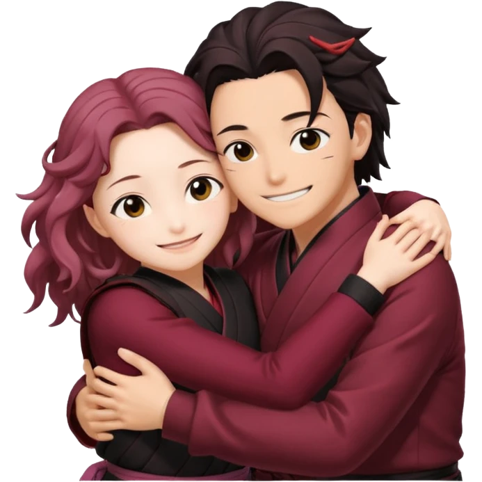Demon slayer nezuko and tanjiro hug  emoji