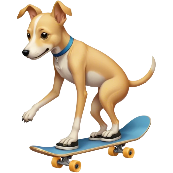 A demi-human dog boy. Tall, skinny, pale. Skateboarder emoji