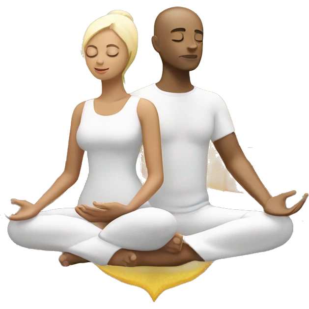 White lovers  man and woman with 7 chakra symbols meditating emoji