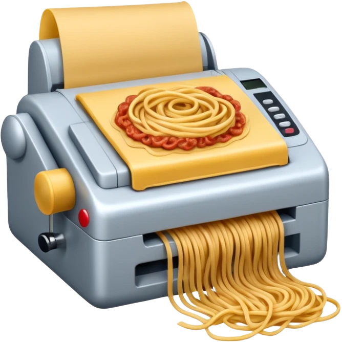 fax machine made of spam meat with spaghetti coming out emoji