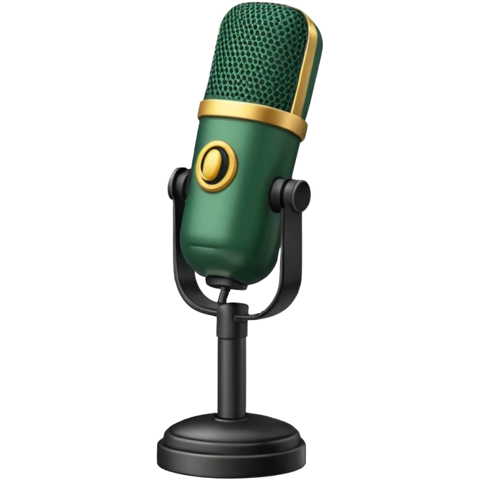 dark green radio microphone, positioned upright, emoji style emoji