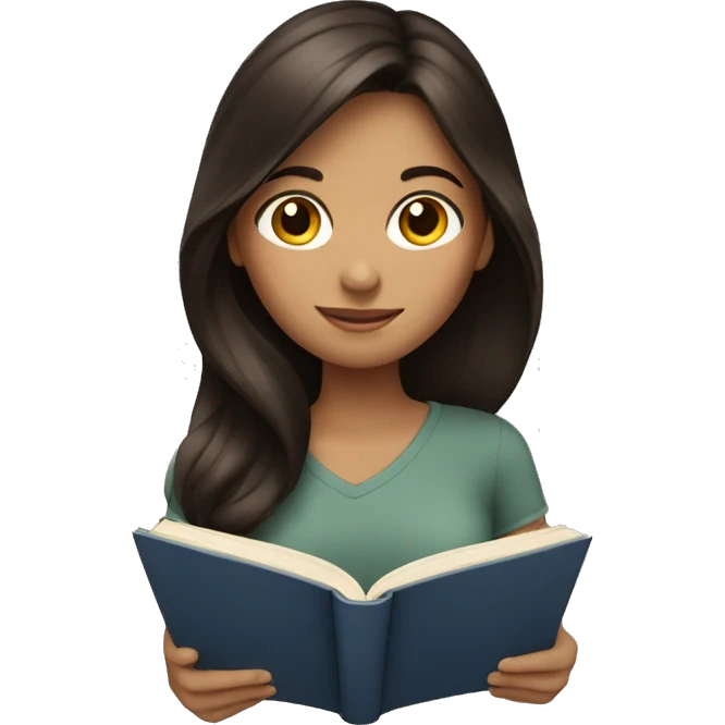 Brunette girl reading a book emoji